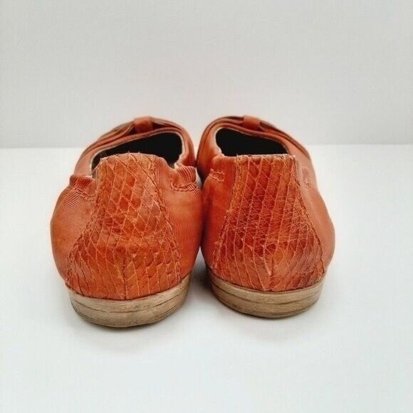 MJUS Pointy Toe Ballet Flats Orange Abstract Bow Detail Sz US 7.5 / Eur 38 - Picture 6 of 13